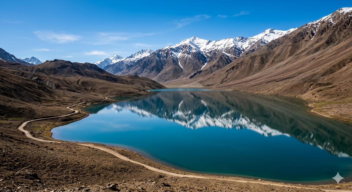 Moon Lake reflections, Spiti Valley tour package.